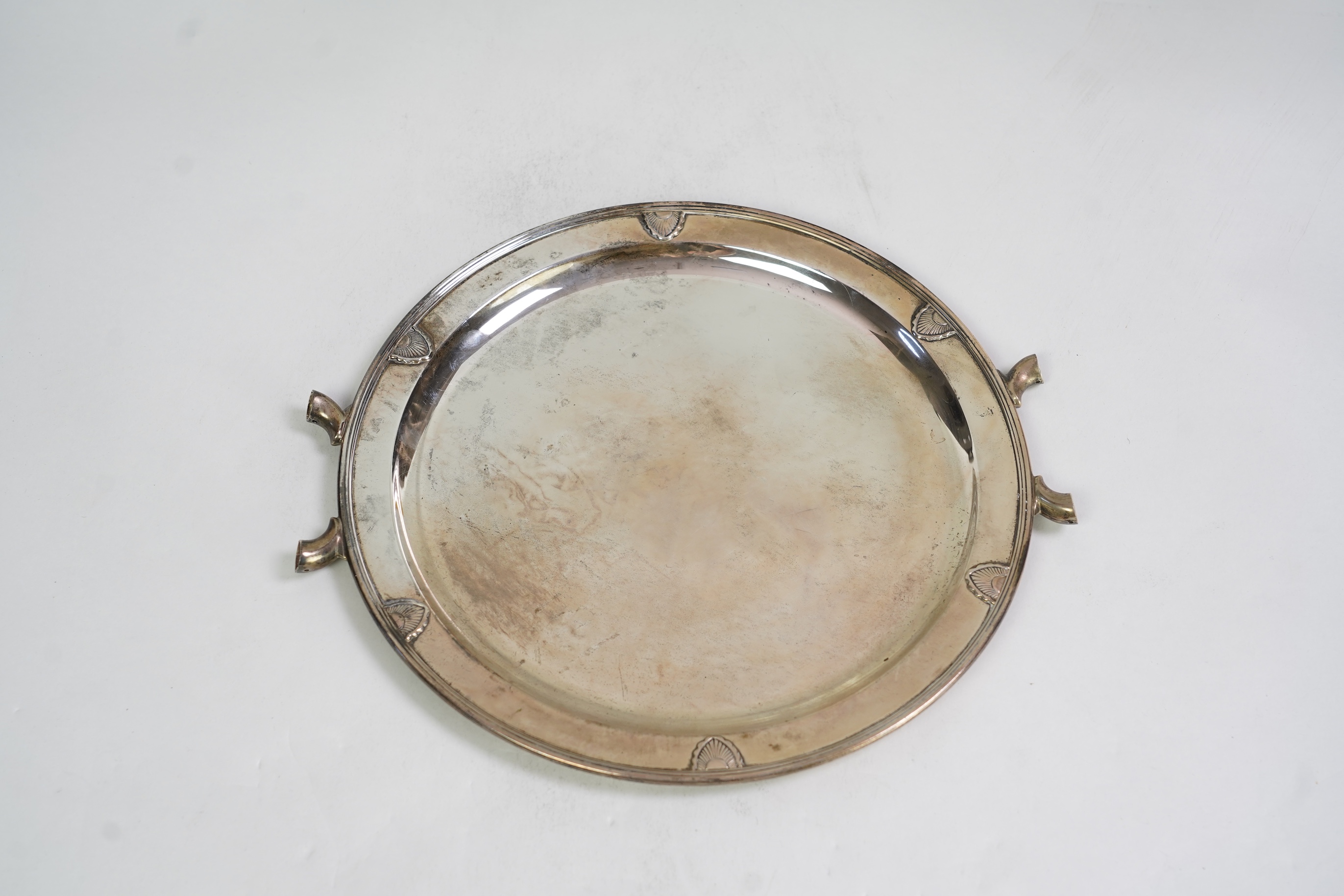 A George V Art Deco silver circular tea tray, by Fenton, Russell & Co Ltd